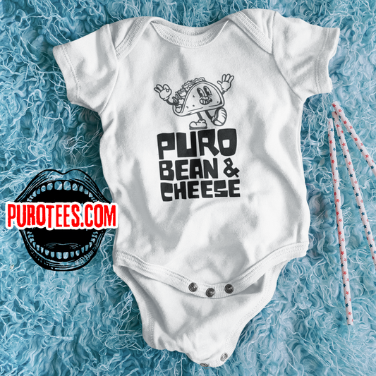 Tired Of Boring Baby Clothes? Try Our PURO BEAN & CHEESE 100% Cotton Baby Bodysuit w/ FREE SHIPPING!